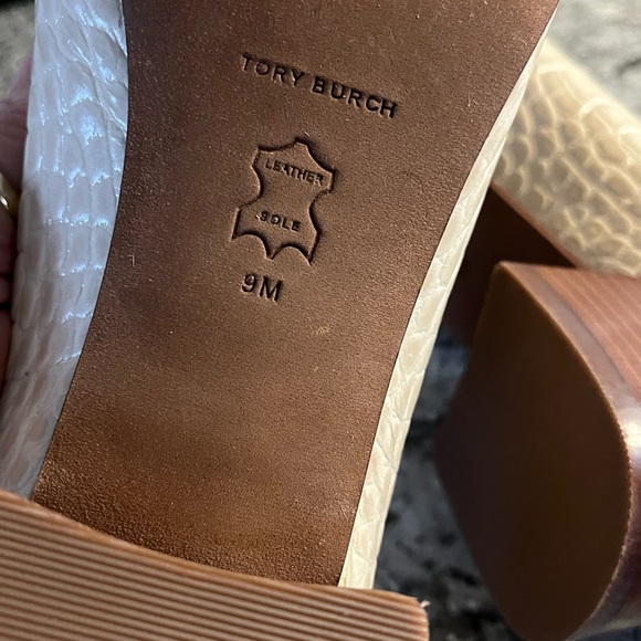 Tory Burch Square Toe Georgia Leather Ballet Flats In Brie Size 9M Women's - Picture 9 of 9